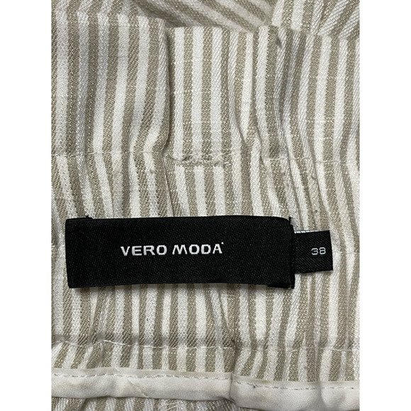 Vero Moda Culottes Shorts Paperbag Waist Pull On Modern Striped Beige/White W M - Picture 8 of 9